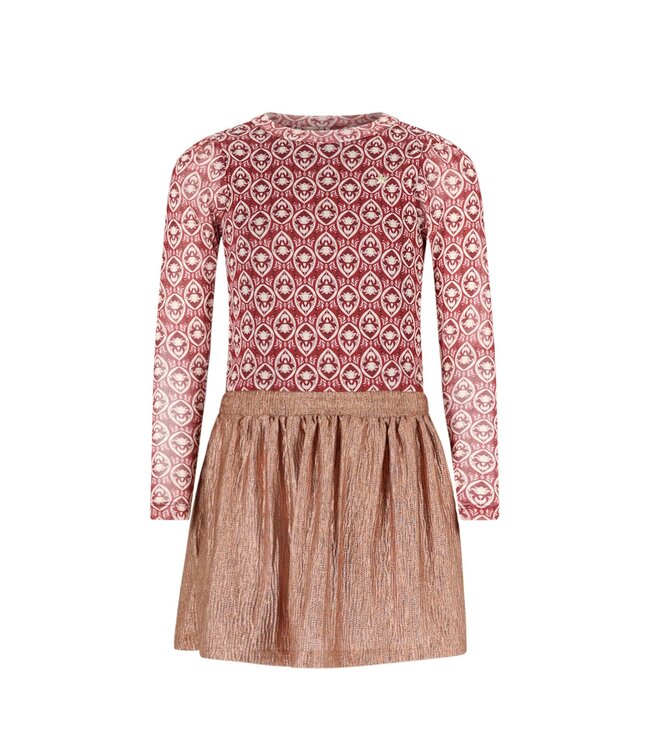 Like Flo winter jurk meisjes - roze - Mira - mesh top + metallic rok