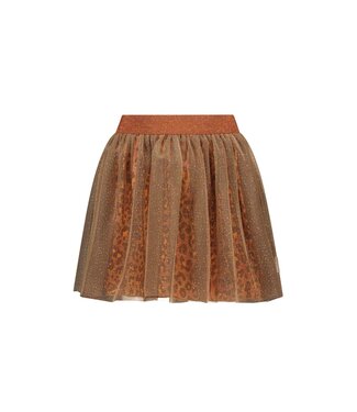 B.Nosy winter mesh rok meisjes - bruin - Rory - luipaard, laagjes met print
