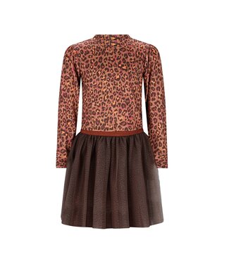 B.Nosy winter jurk meisjes - bruin - Dina - mesh rok, luipaard