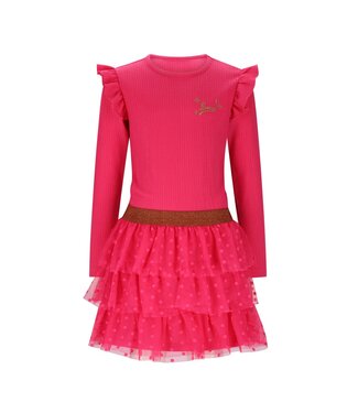B.Nosy winter jurk meisjes - roze - Dora - laagjes mesh rok