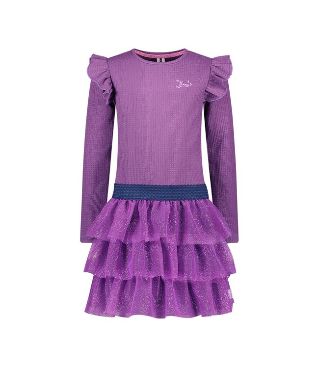 B.Nosy winter jurk meisjes - paars - Dora - laagjes mesh rok