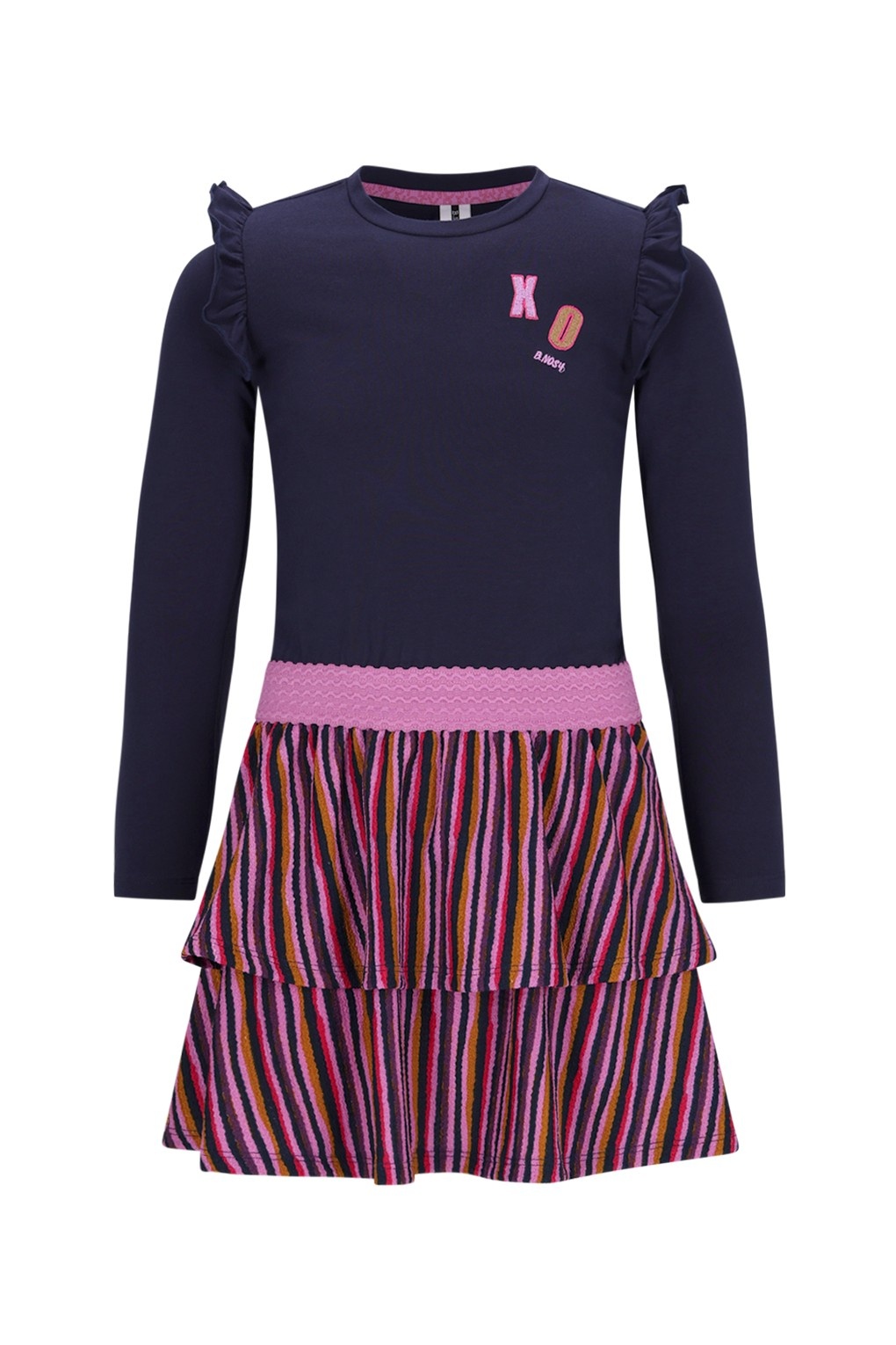 B.Nosy winter jurk meisjes - navy blauw - Daphne - 2 laagjes met print rok afbeelding