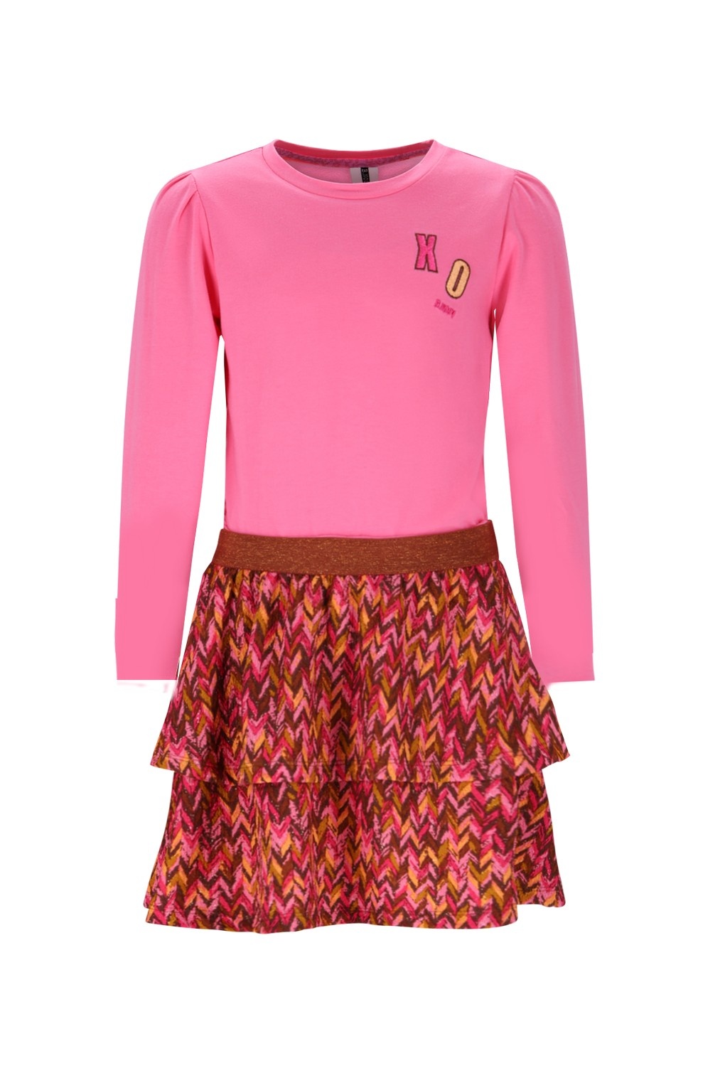 B.Nosy winter jurk meisjes - roze - Daphne - 2 laagjes met print rok afbeelding