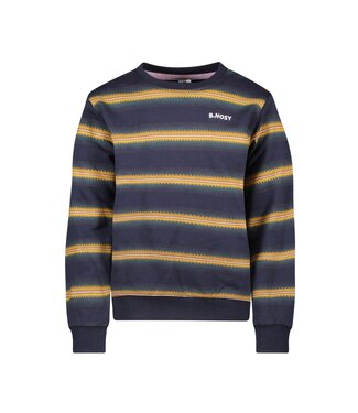 B.Nosy winter sweater jongens - blauw/oranje - Scott - print