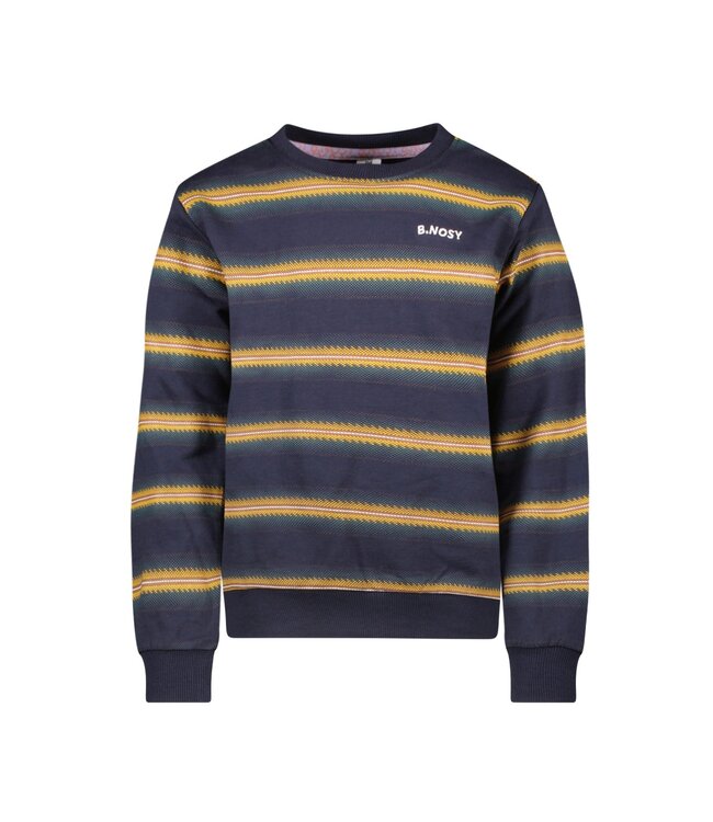 B.Nosy winter sweater jongens - blauw/oranje - Scott - print