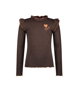 B.Nosy winter top meisjes - bruin - Tonya - ruffles