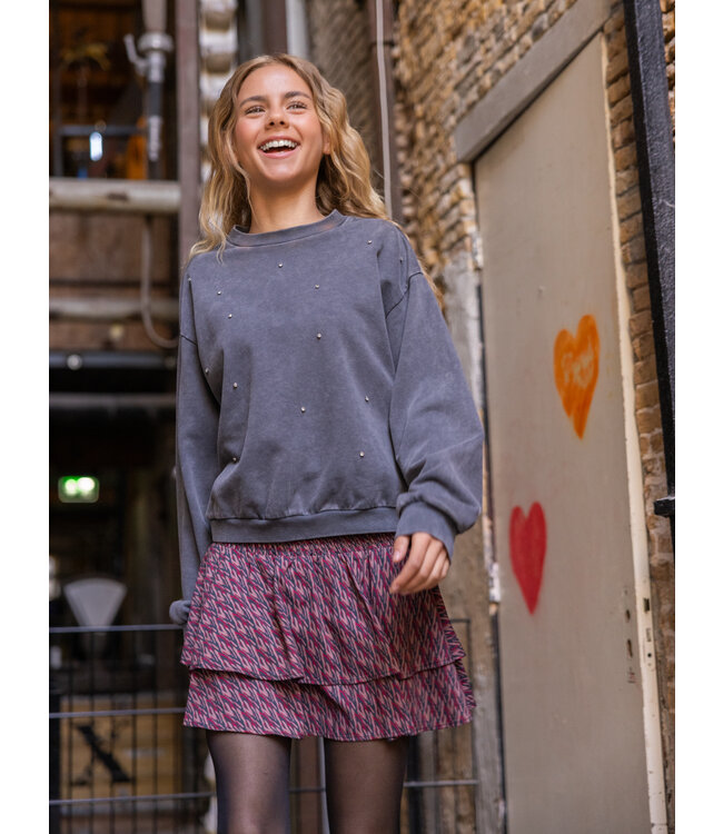 LOOXS 10sixteen winter smock skort meisjes - bordeaux rood/roze - camouflage