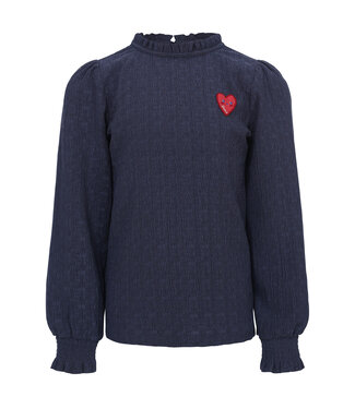 LOOXS Little winter crinckle top meisjes - donker blauw - ruffle