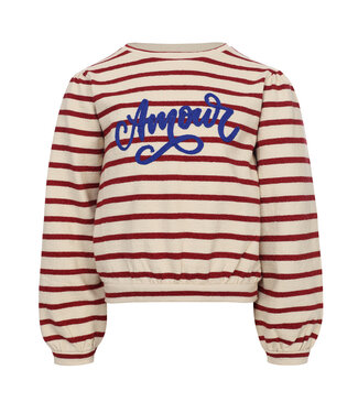 LOOXS Little winter sweater meisjes - rood - gestreept/lurex