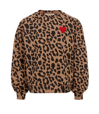 LOOXS Little winter sweater meisjes - bruin - luipaard