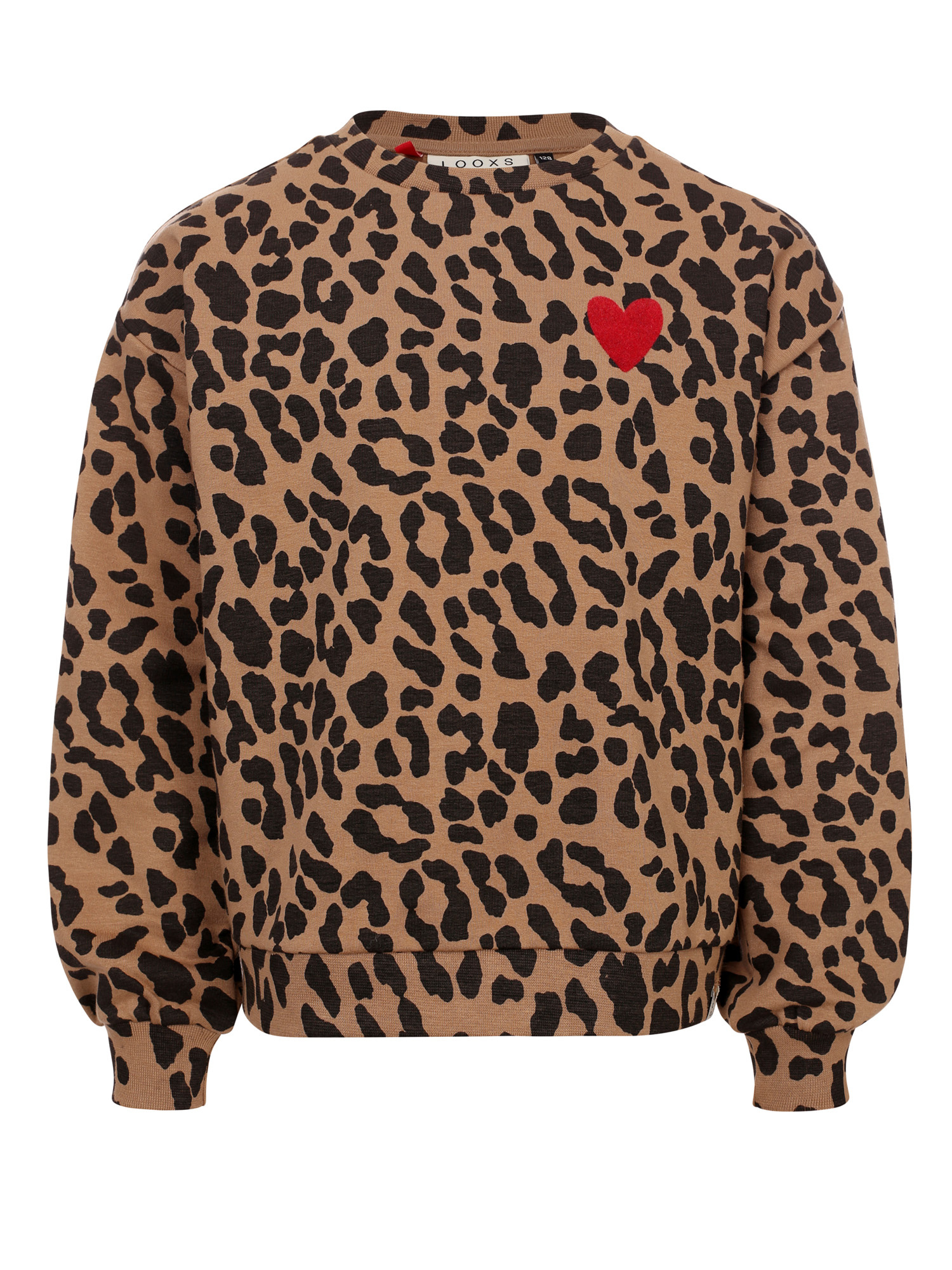 LOOXS Little winter sweater meisjes - bruin - luipaard afbeelding