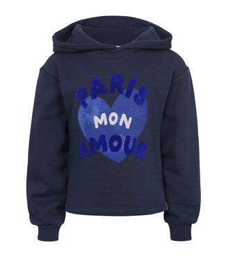 LOOXS Little winter sweater meisjes - donker blauw - ruffle/met capuchon