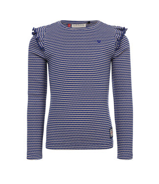 LOOXS Little winter t-shirt meisjes - blauw - geruit/gestreept/longsleeve
