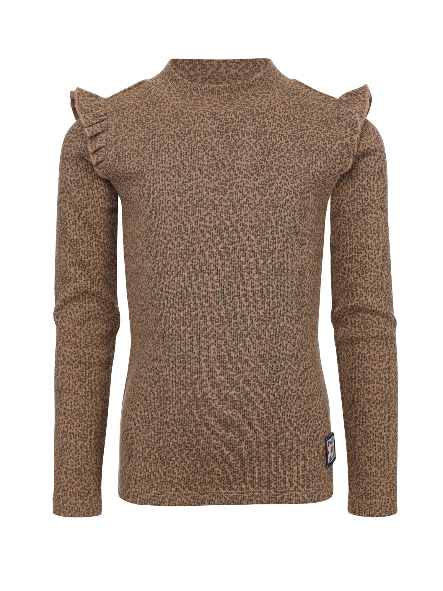 LOOXS Little winter t-shirt meisjes - bruin - mini luipaard/rib/longsleeve afbeelding