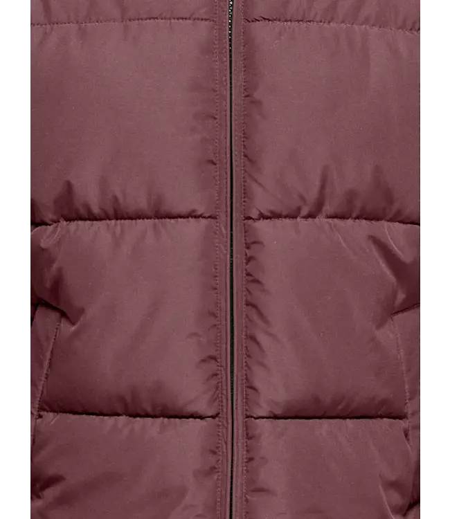 Kids ONLY winter winterjas meisjes - rood bruin - KogJuta - puffer - capuchon