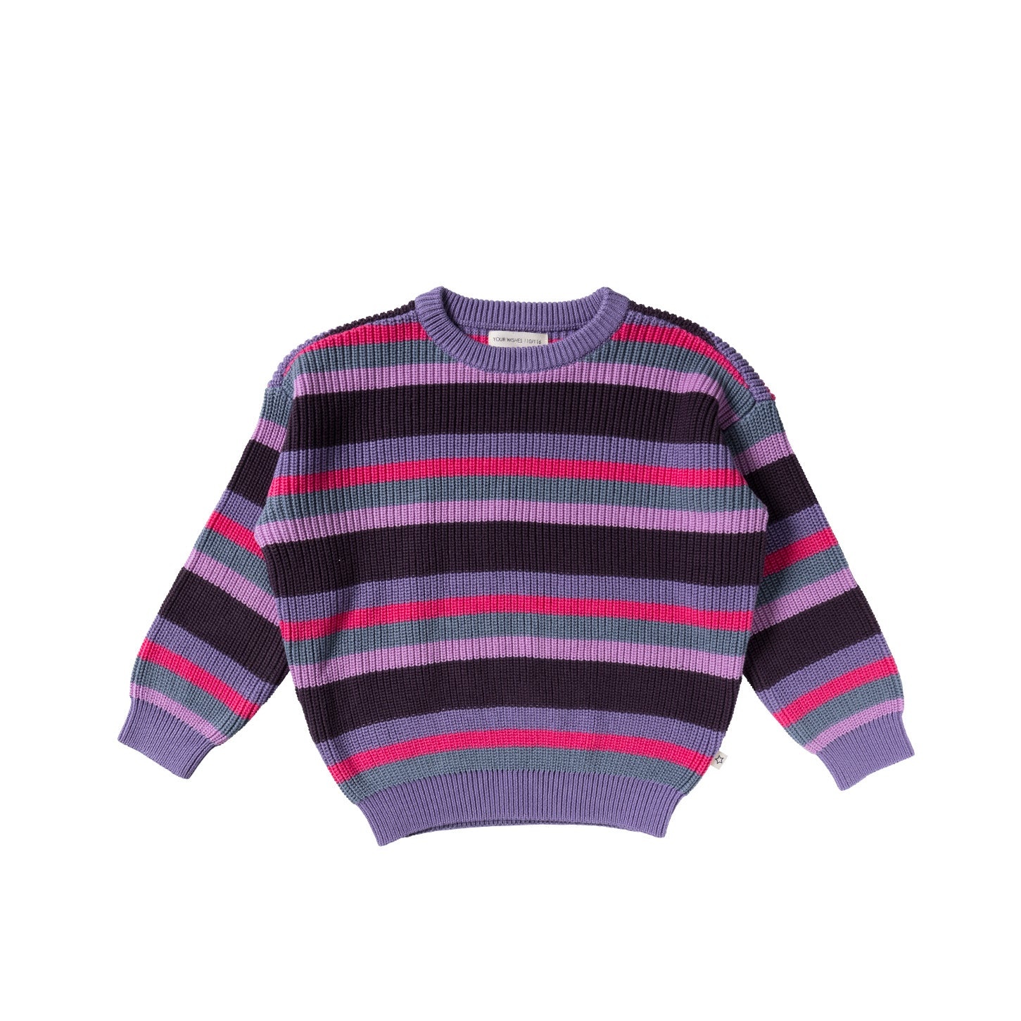 Your wishes winter sweater meisjes - paars - gebreid, strepen afbeelding