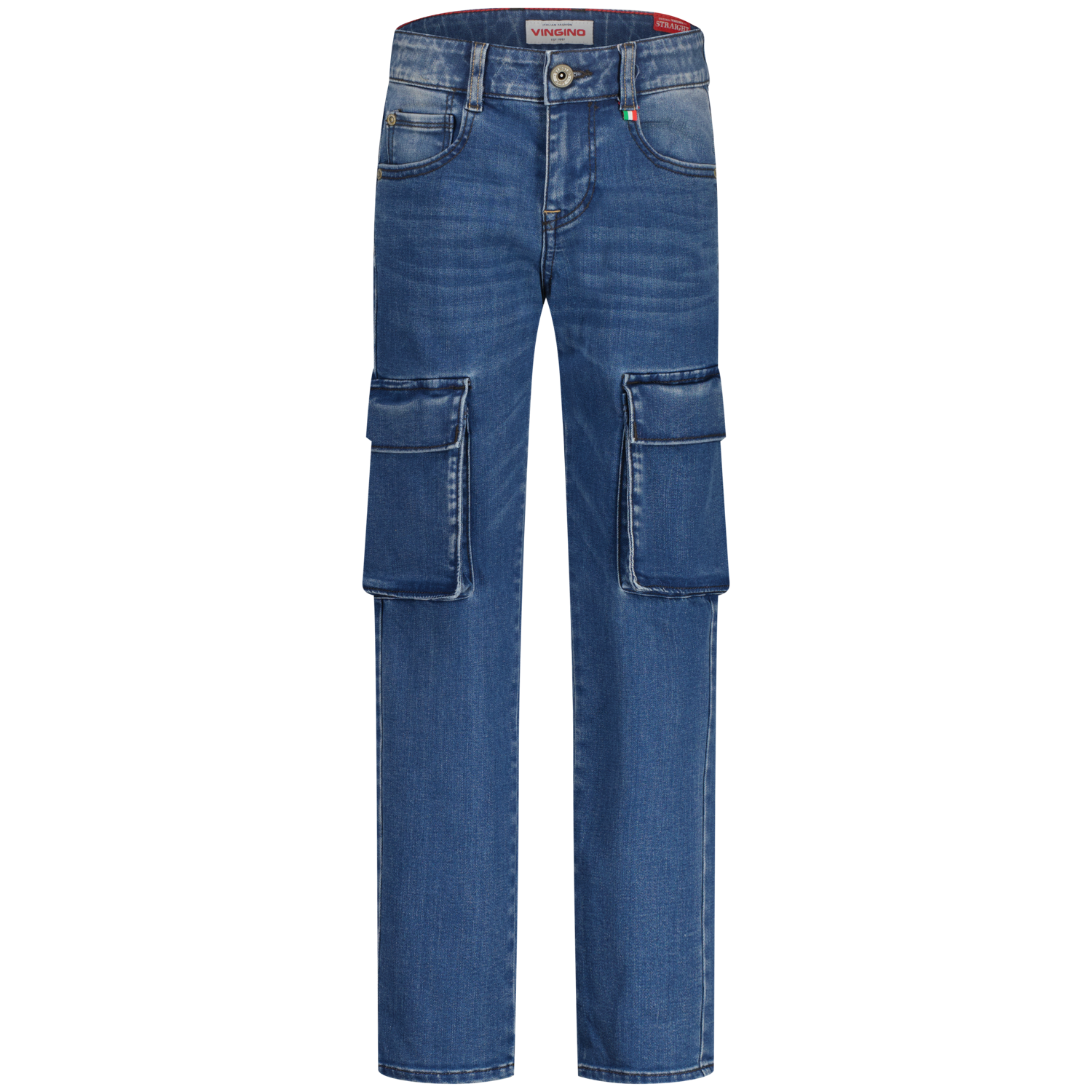 Vingino winter jeans broek jongens - blauw - Paolo Cargo - straight fit afbeelding