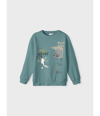 Name it winter sweater jongens - turquoise - NkmPbambo