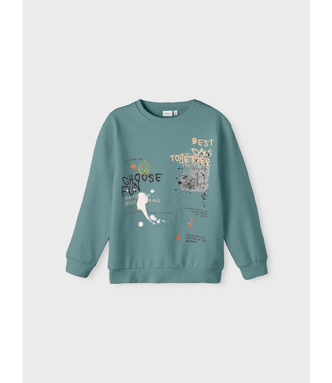Name it winter sweater jongens - turquoise - NkmPbambo