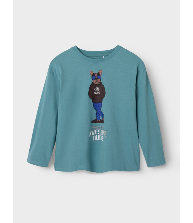 Name it winter shirt jongens - turquoise - NkmPsakob