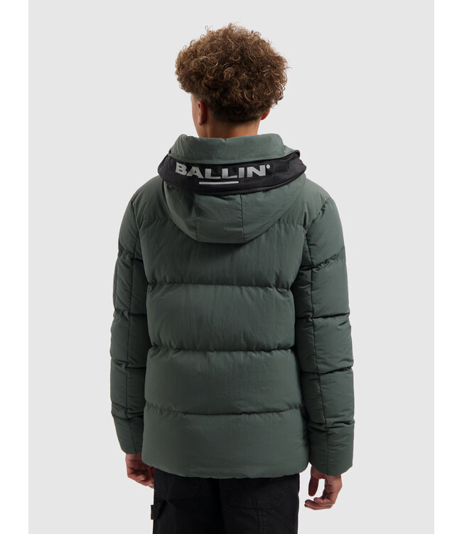 Ballin winter winterjas jongens - army groen - gewatteerd - logo badge