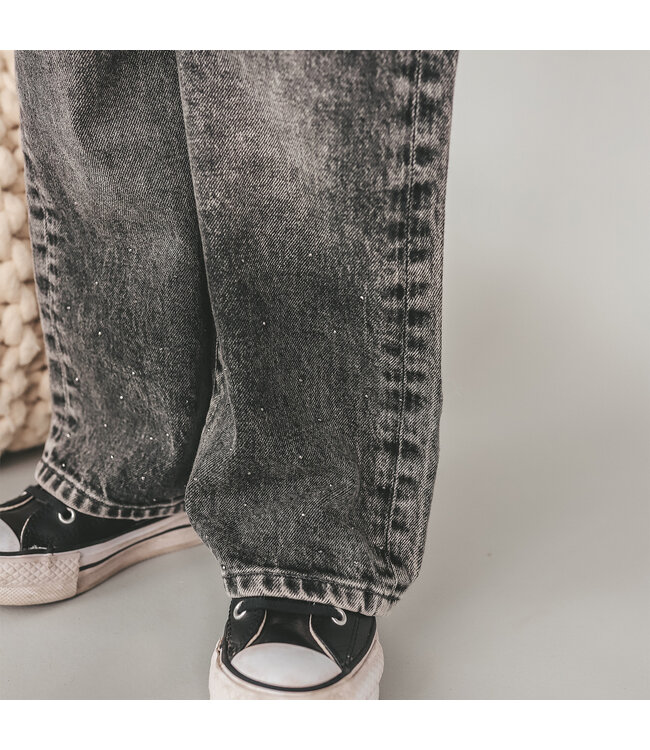 Your wishes winter jeansbroek meisjes - grijs - wide leg fit, glitter, stretch