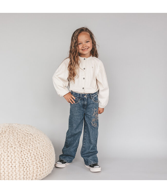 Your wishes winter jeansbroek meisjes - blauw - wide leg fit, bloem