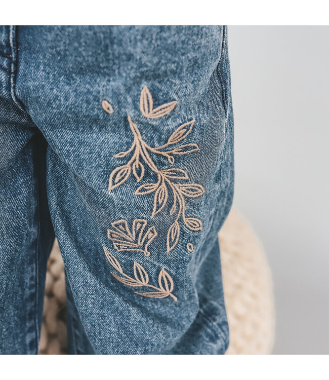 Your wishes winter jeansbroek meisjes - blauw - wide leg fit, bloem