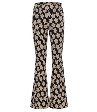 LOOXS Little winter flare broek meisjes - zwart - bloemenveld