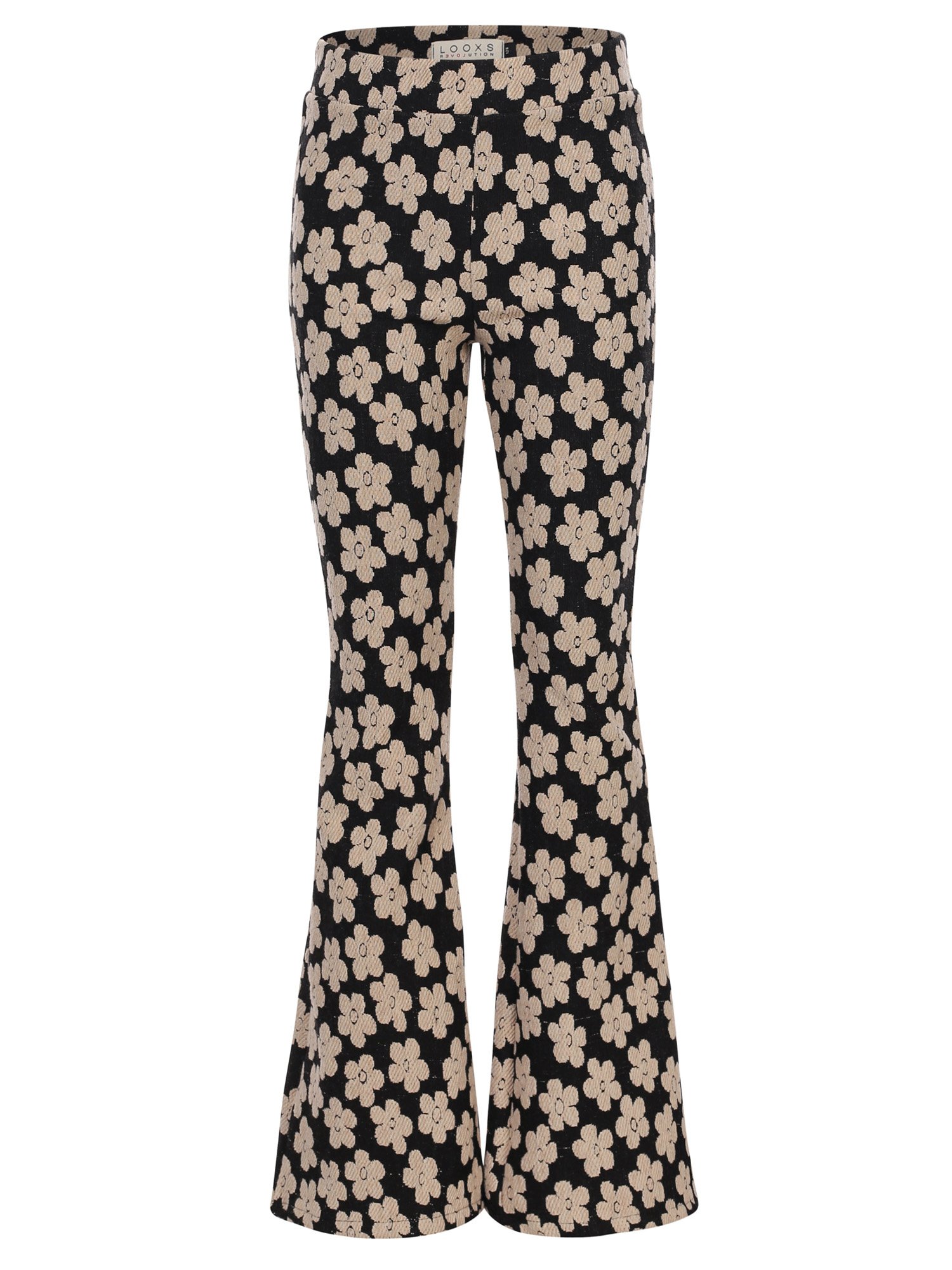 LOOXS Little winter flare broek meisjes - zwart - bloemenveld