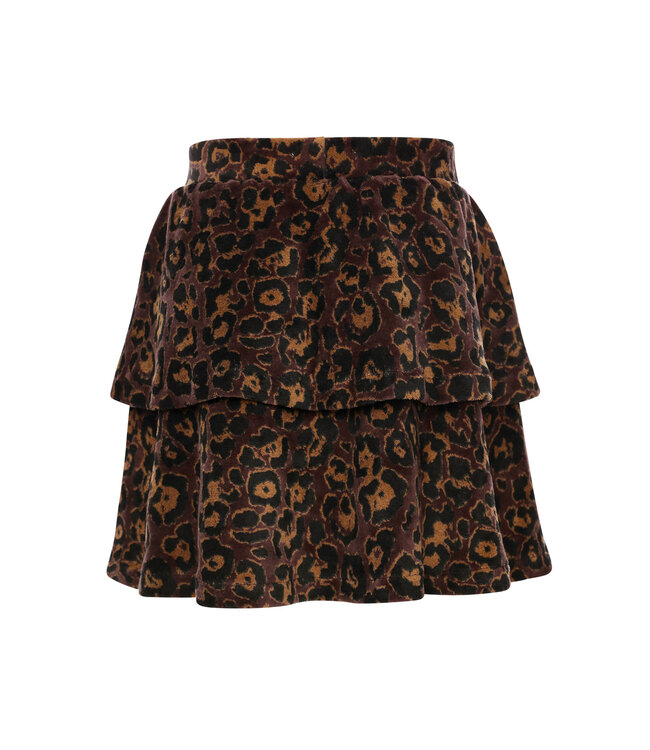 LOOXS Little winter velvet rok meisjes - bruin - luipaard
