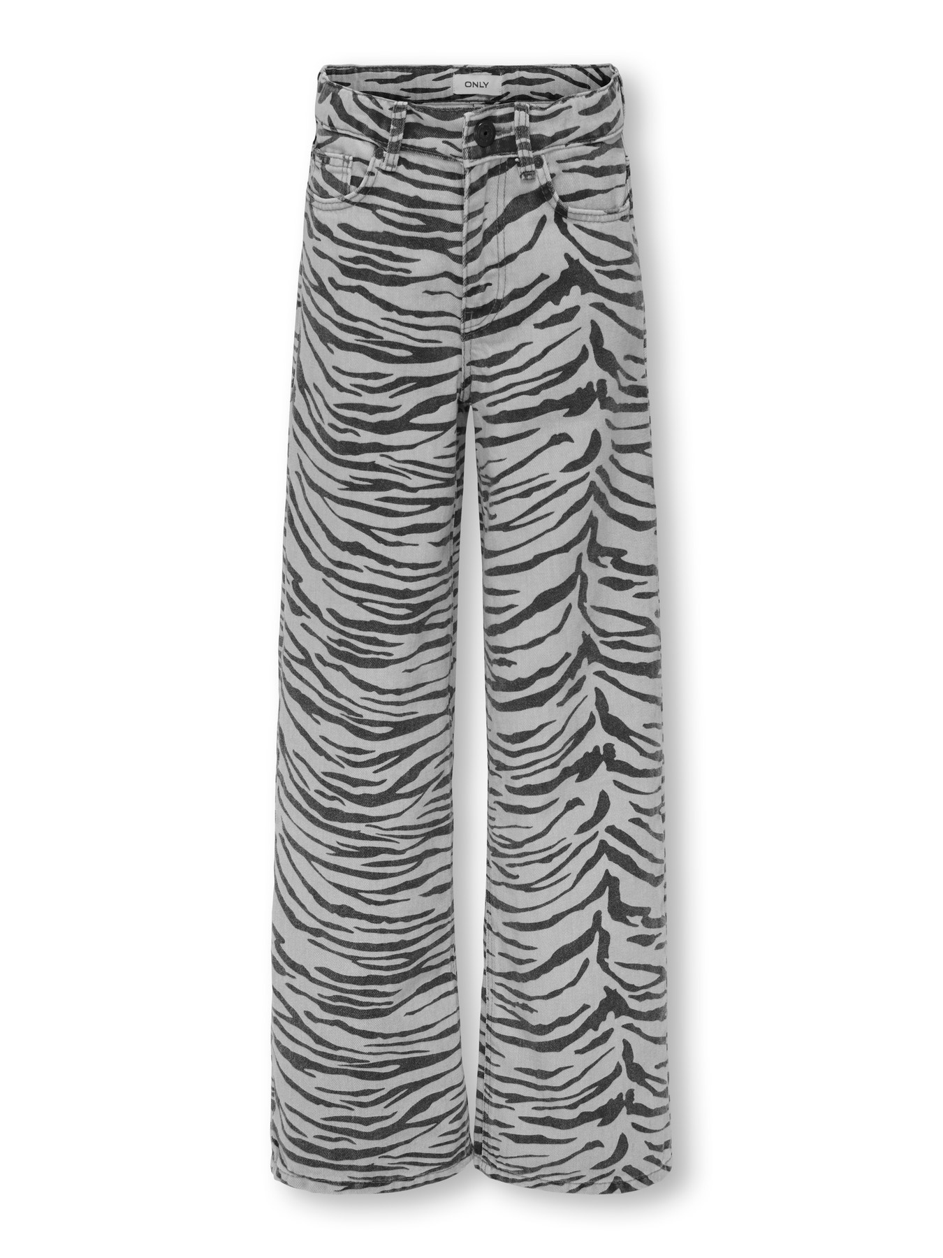 Kids ONLY winter jeansbroek meisjes - roze - KogHope - wide leg fit, zebra afbeelding