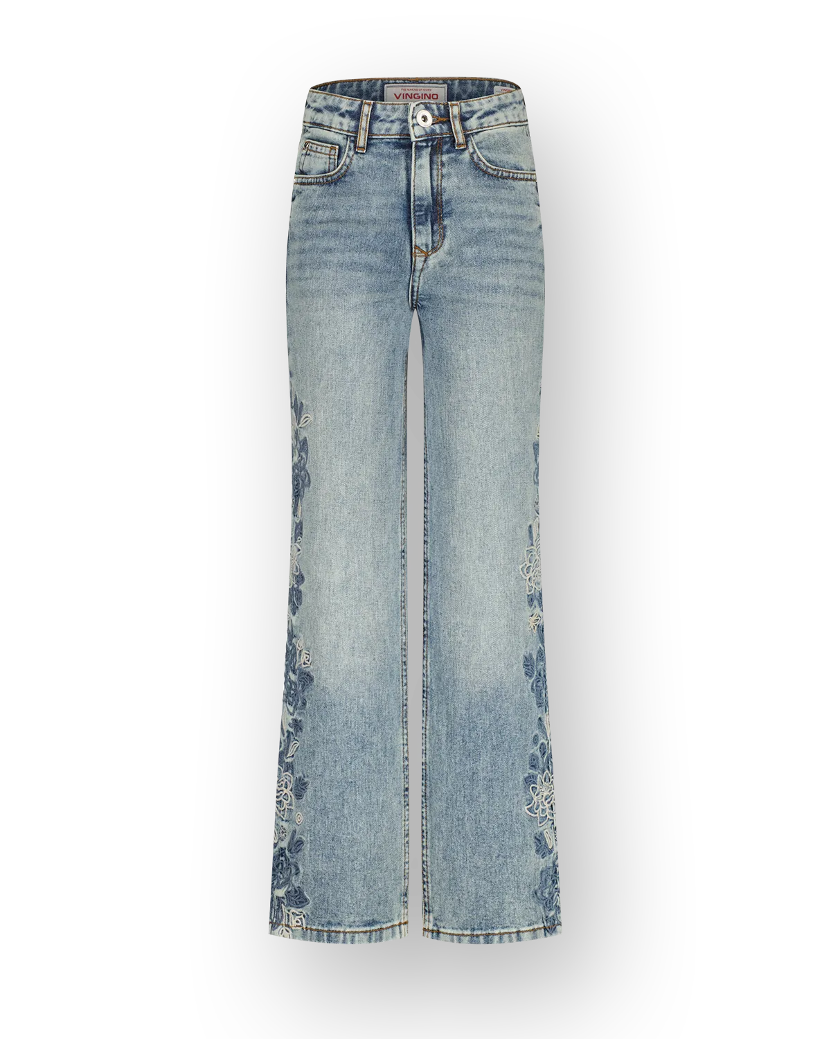 Vingino zomer jeans broek meisjes - blauw - Cato - wide leg