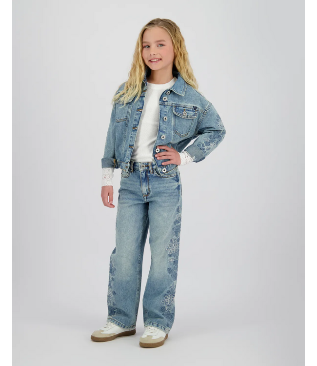 Vingino zomer spijkerjasje meisjes - blauw - Tori - loose fit