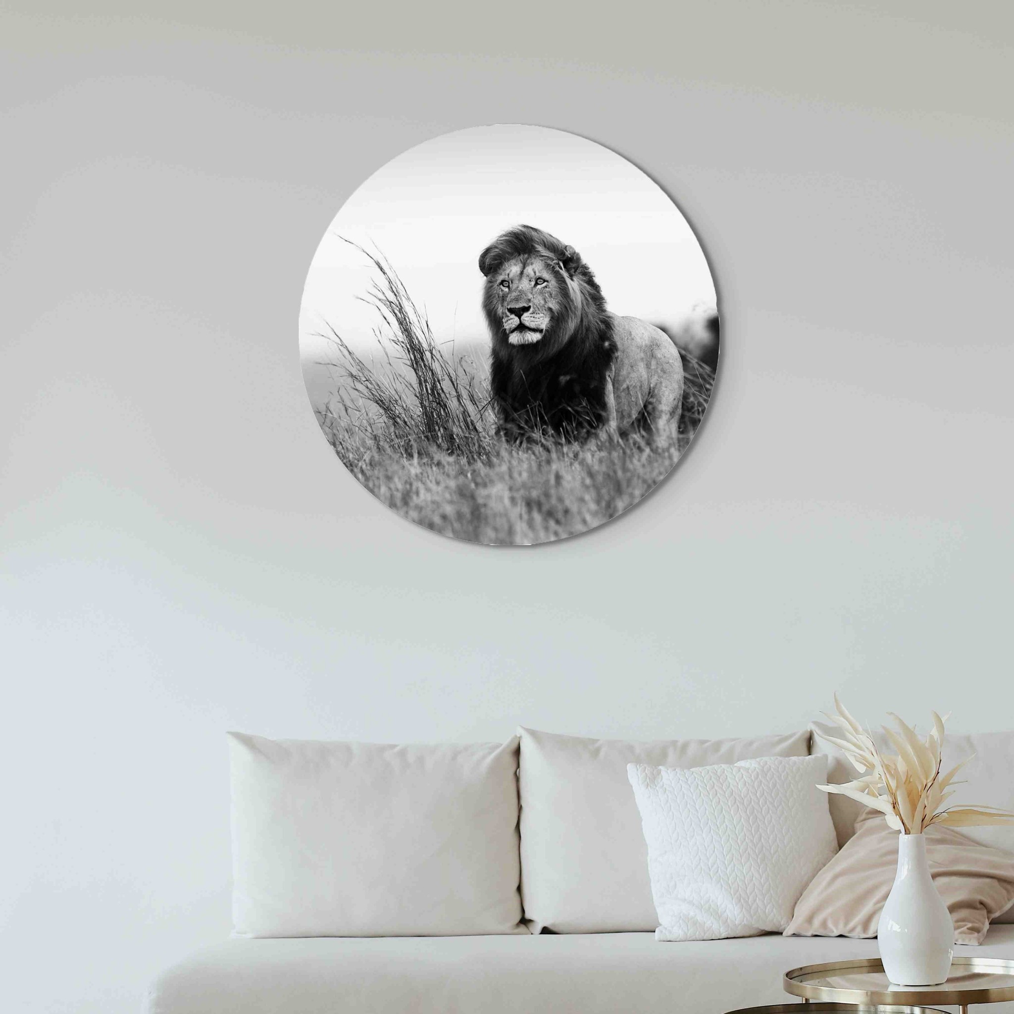 rust Compliment wiel Plexiglas schilderij met leeuw in zwart wit | Joy in Living - Joy in Living
