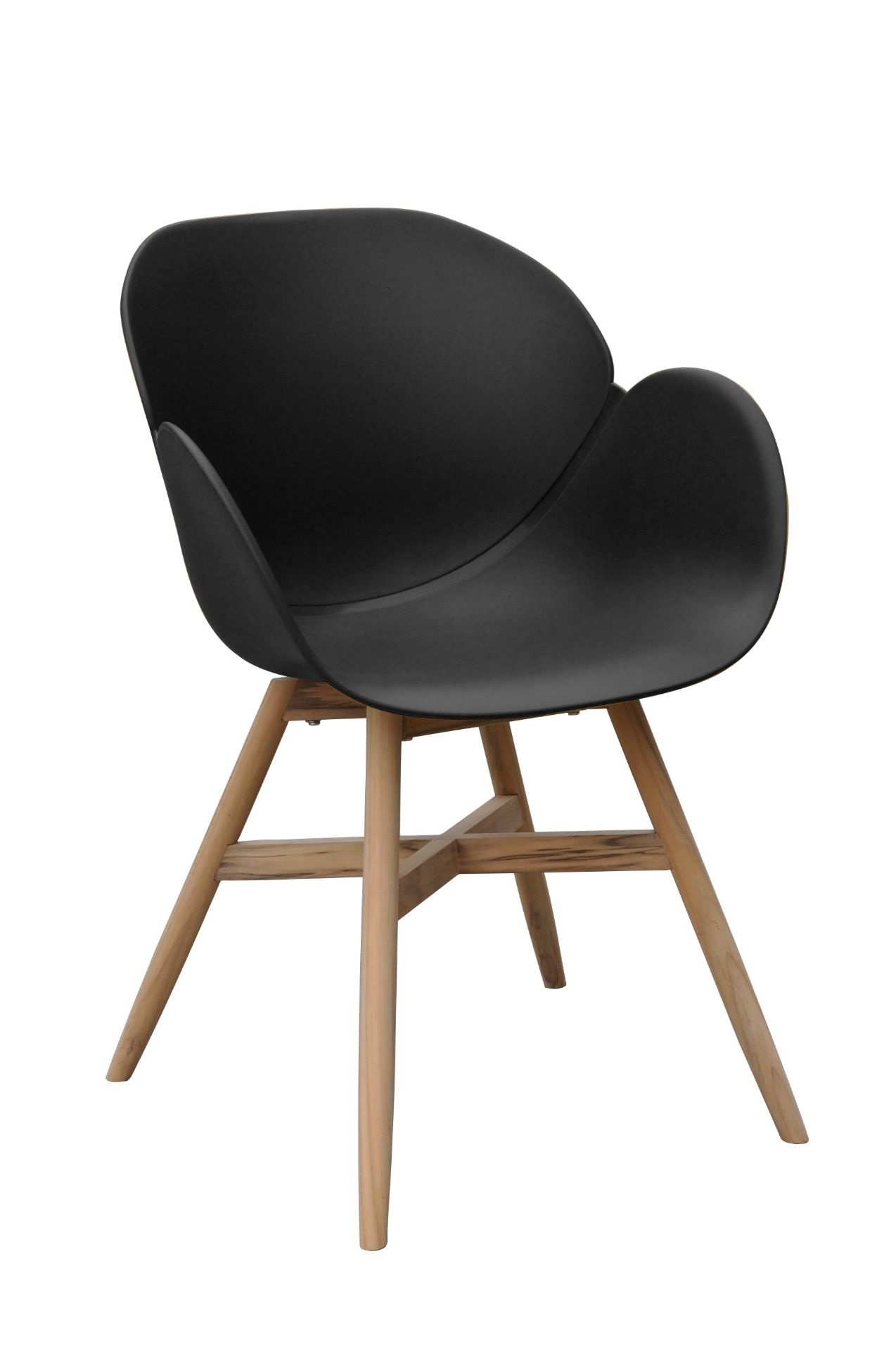 Tulip dining armchair, black durable PP seat with teak FSC100% legs
