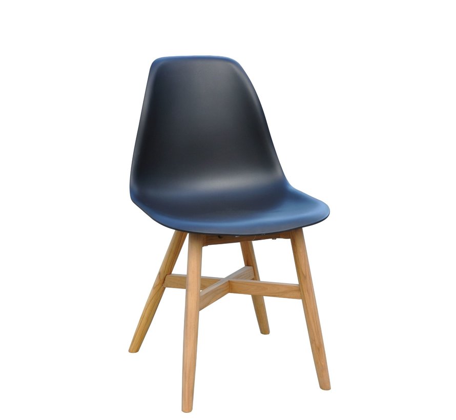 Lotus dining chair without arm, black durable PP seat with teak FSC100% legs