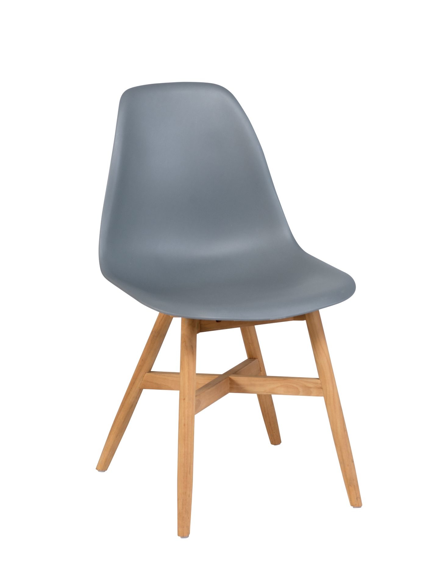 Lotus dining chair without arm, grey durable PP seat with teak FSC100% legs