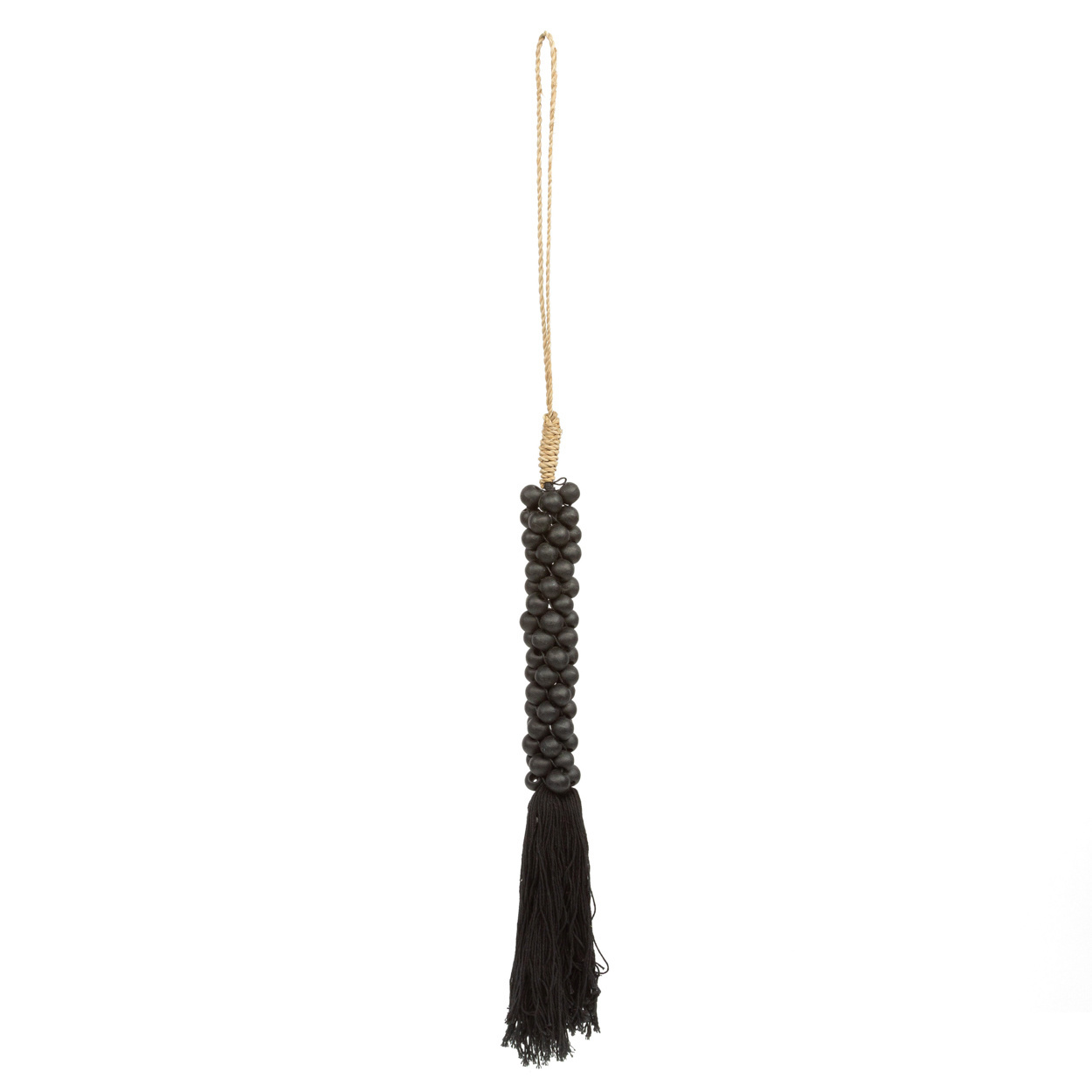 De Wooden Beads met Katoen Hangdecoratie - Zwart