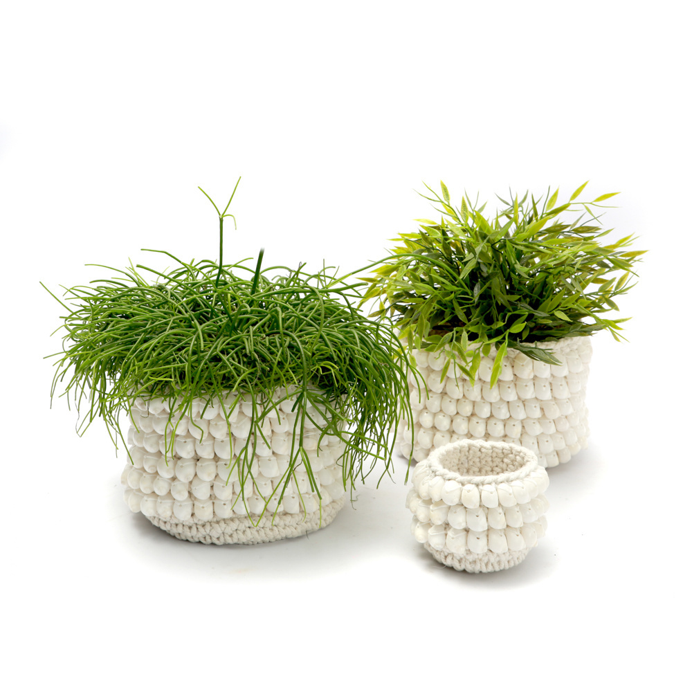 De Kai Macrame Plantenhouder - Wit - M
