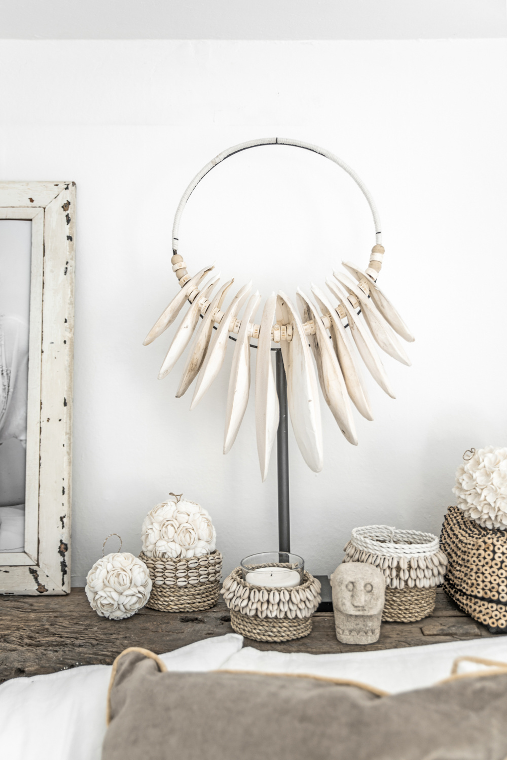 De Rose Schelpen Bal Hanger - Wit - L