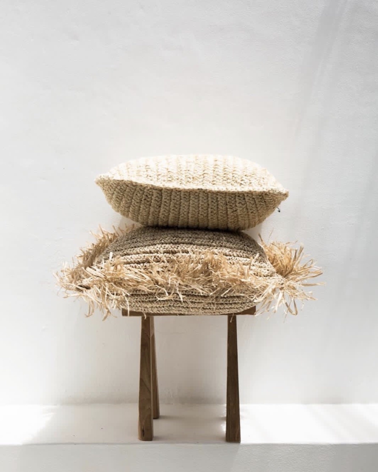 De Raffia Flores Kussenhoes - Naturel - 40x40