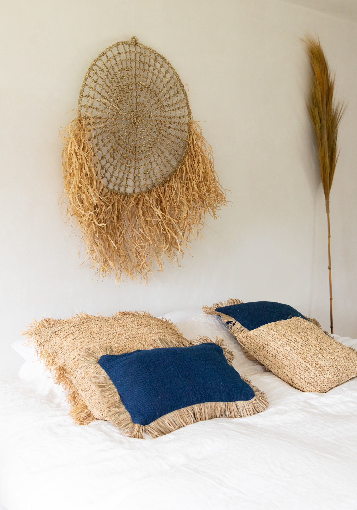 De Raffia Flores Kussenhoes - Naturel - 40x40