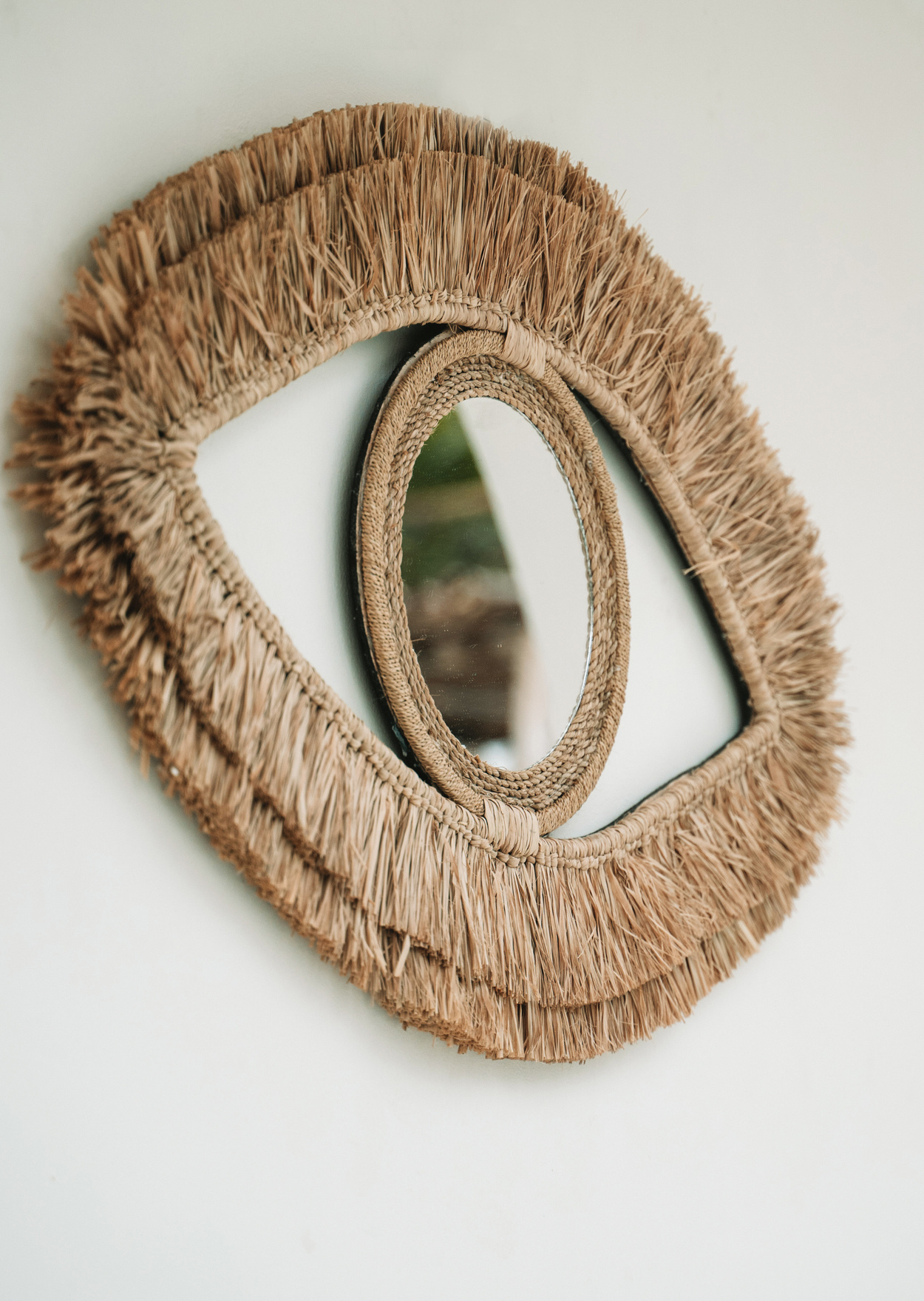 De Raffia Eye Spiegel - Naturel - M