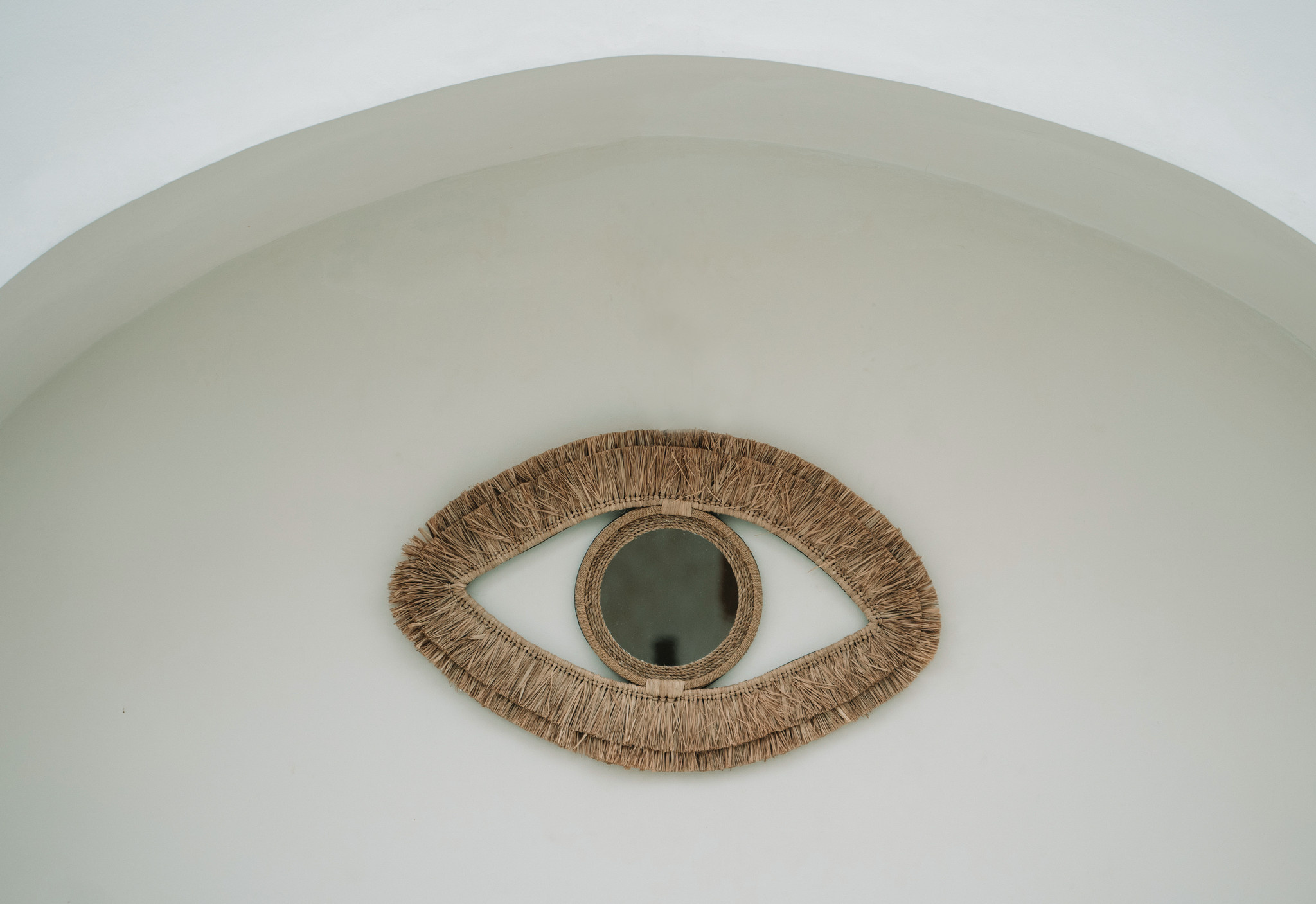 De Raffia Eye Spiegel - Naturel - M