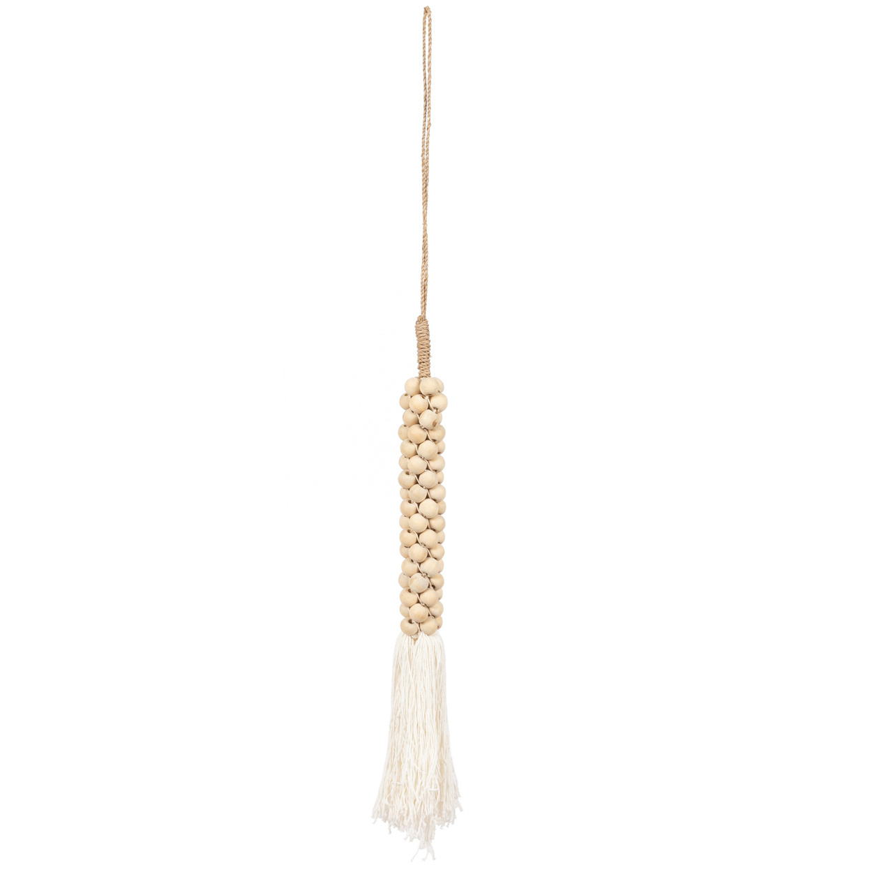 De Wooden Beads met Katoen Hangdecoratie - wit