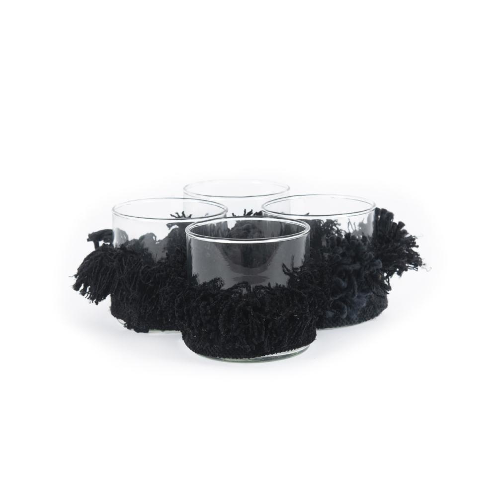 De Oh My Gee Kaarsenhouder - Zwart Velvet - S - Set van 4