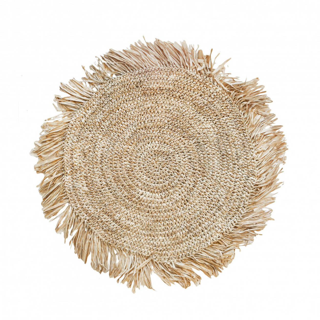 De Fringe Raffia Placemat Rond - Naturel