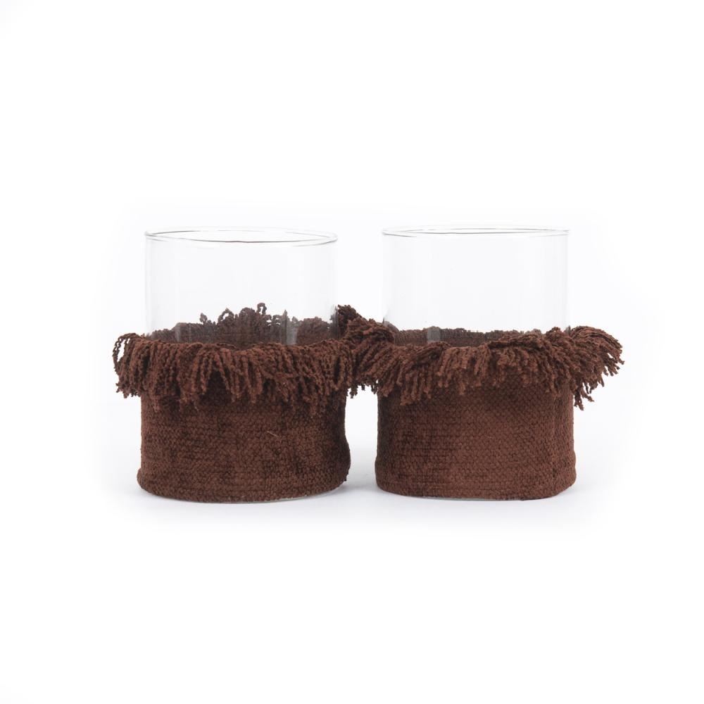 De Oh My Gee Kaarsenhouder - Bordeaux Velvet - L - Set van 2