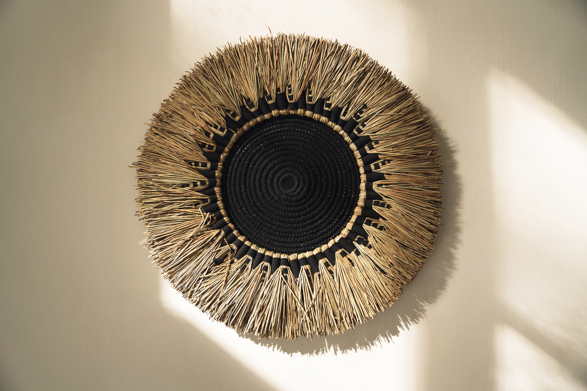 De Raffia Macramé Muur Deco - Naturel Zwart